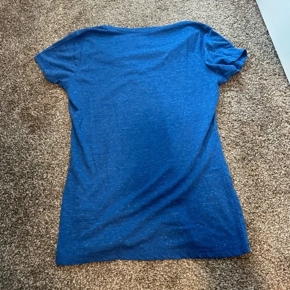 Royal Blue V-Neck T-Shirt with Short Sleeves - Picture 2 of 2
